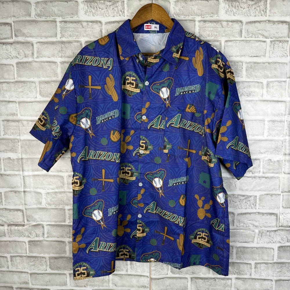 Budweiser Arizona Diamondbacks 25th Anniversary Shirt Mens XL Blue Button Up MLB